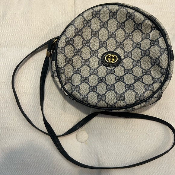 Gucci Monogram Vintage Round Crossbody Bag - Navy and Gray - Picture 2 of 11